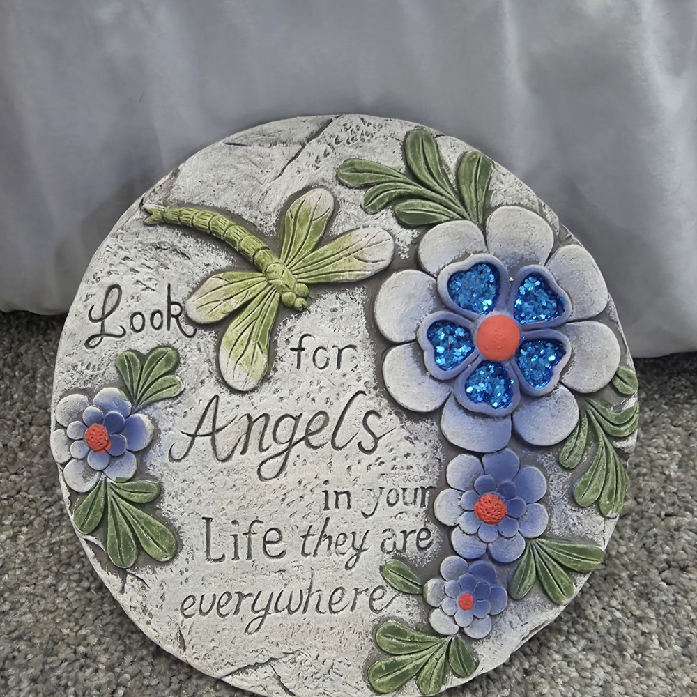Decorative Ceramic Plaque with Blue and Green Accents - Picture 4 of 5